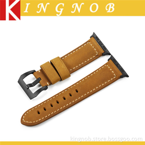 Calf Skin Leather Watch Strap with Spring Bar Adapter 42mm For Apple Iwatch